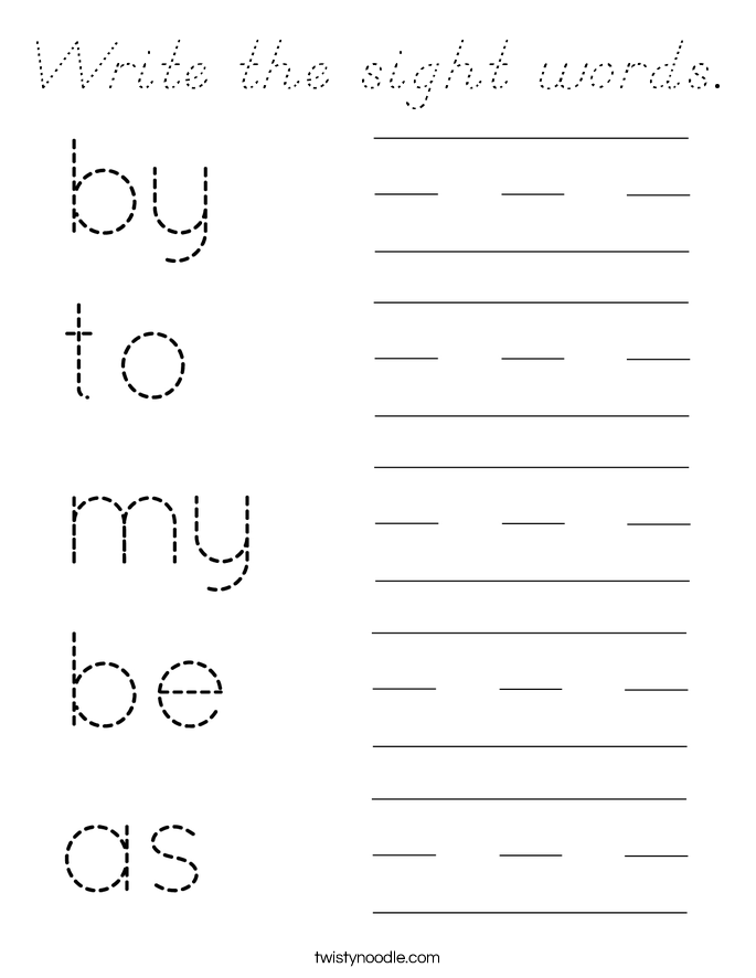 Write the sight words. Coloring Page