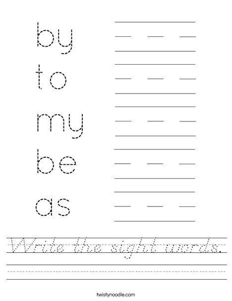 Write the sight words (page 3). Worksheet