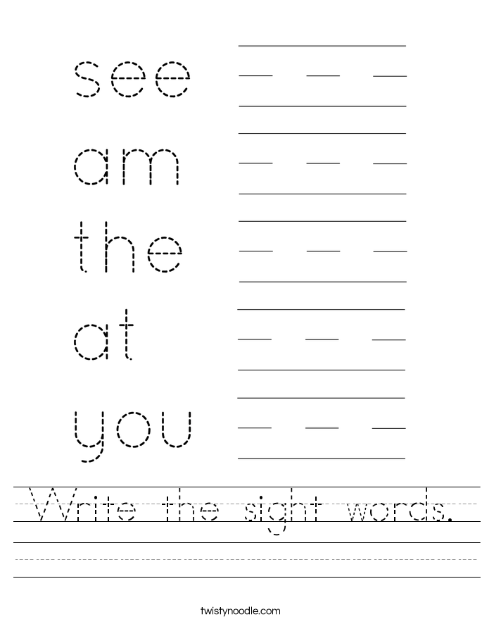 Write the sight words. Worksheet