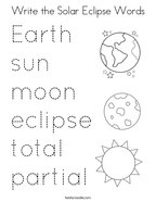 Write the Solar Eclipse Words Coloring Page