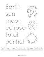 Write the Solar Eclipse Words Handwriting Sheet