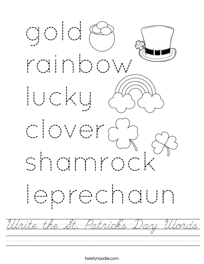 Write the St. Patrick's Day Words Worksheet