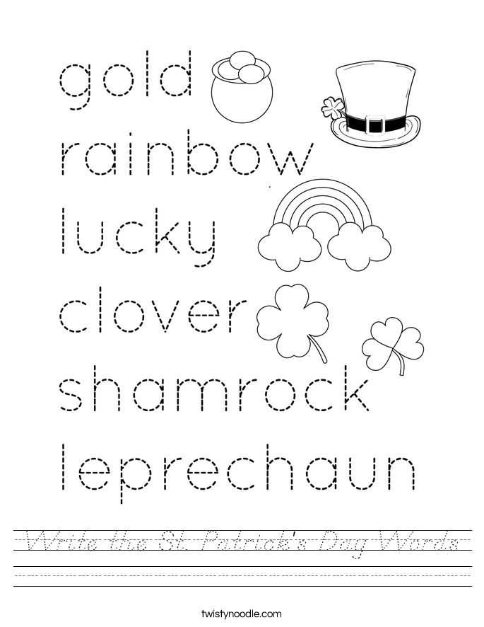 Write the St. Patrick's Day Words Worksheet