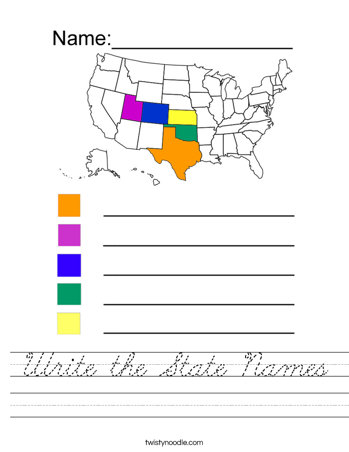 Write the State Names Worksheet