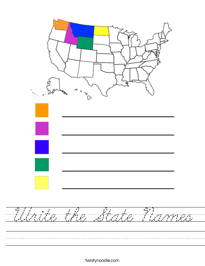 Write the State Names Worksheet