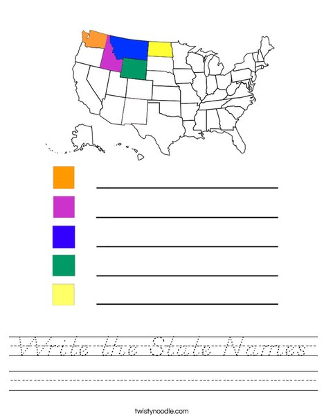 Write the State Names-NW Worksheet