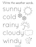 Write the weather words Coloring Page