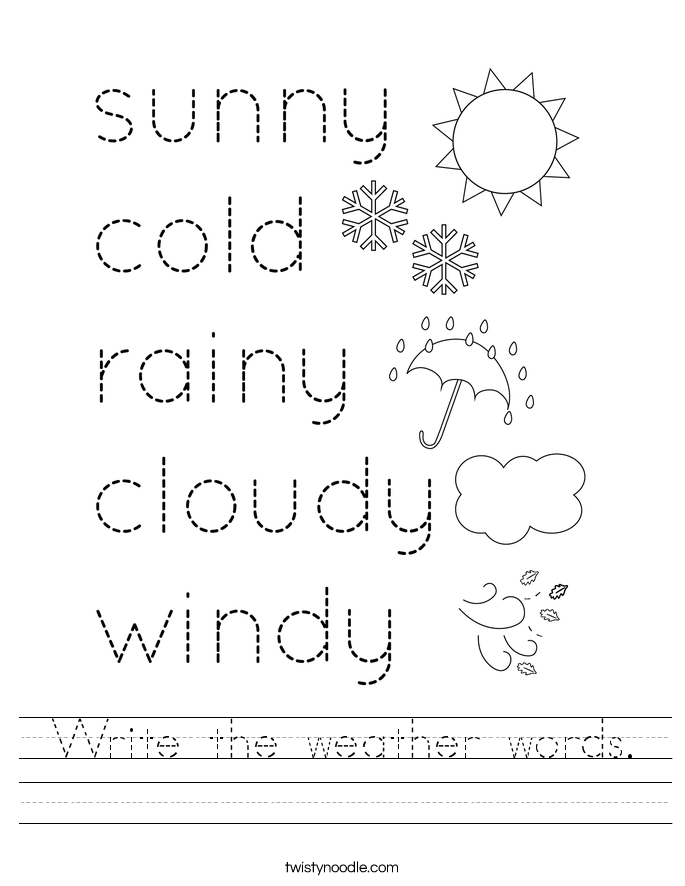 Write the weather words. Worksheet