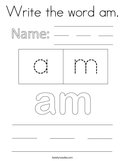 Write the word am Coloring Page