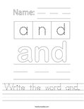Write the word and. Worksheet