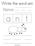 Write the word ant Coloring Page