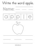 Write the word apple Coloring Page