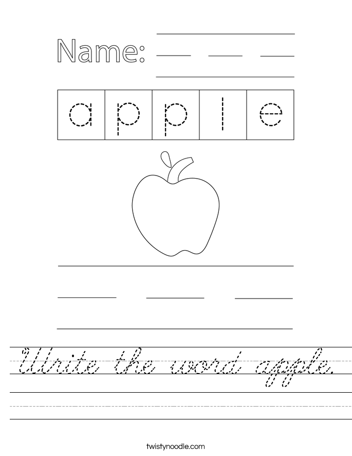 Write the word apple. Worksheet
