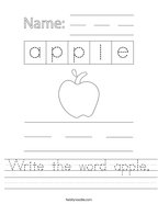 Write the word apple Handwriting Sheet