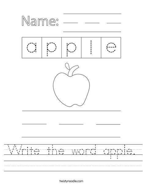Write the word apple. Worksheet