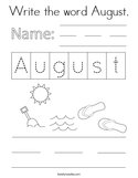 Write the word August Coloring Page