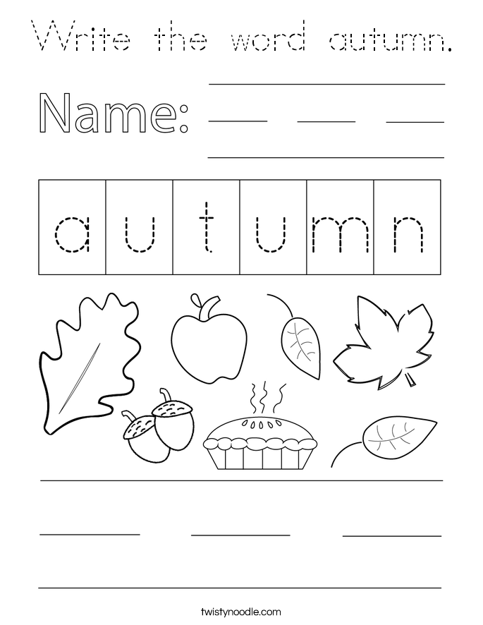 Write the word autumn. Coloring Page