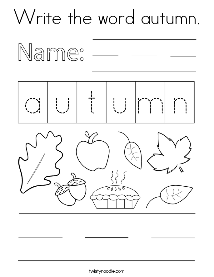 Write the word autumn. Coloring Page