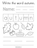 Write the word autumn Coloring Page