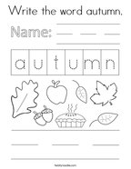 Write the word autumn Coloring Page