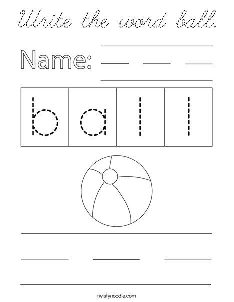 Write the word ball. Coloring Page