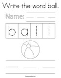 Write the word ball Coloring Page
