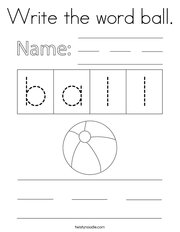 Write the word ball Coloring Page
