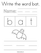 Write the word bat Coloring Page