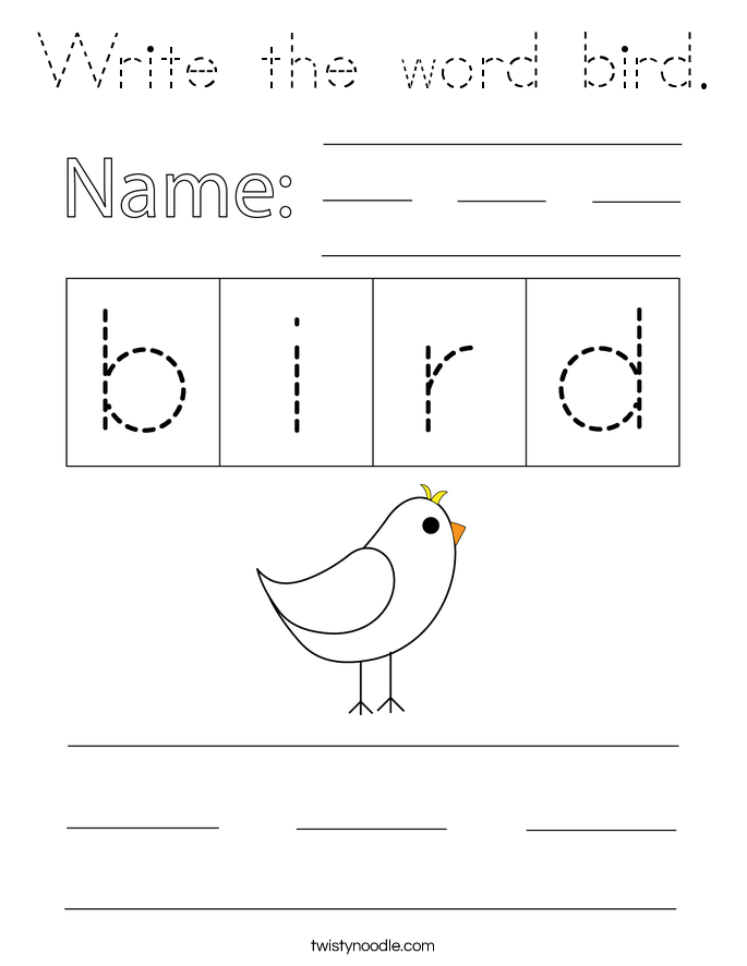 Write the word bird. Coloring Page