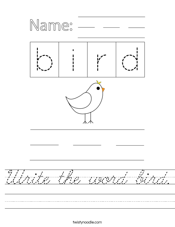 Write the word bird. Worksheet