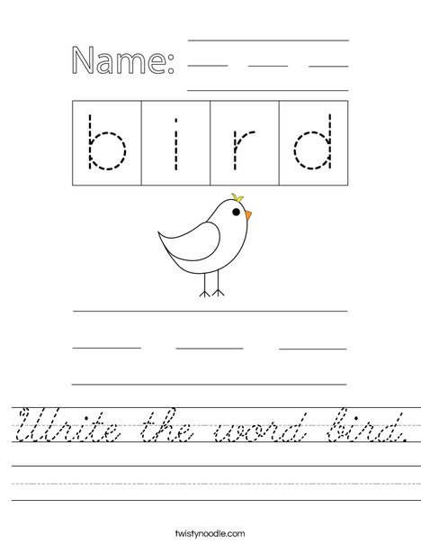 Write the word bird. Worksheet