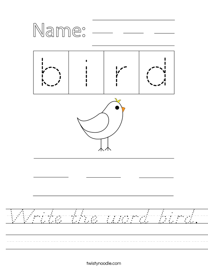 Write the word bird. Worksheet