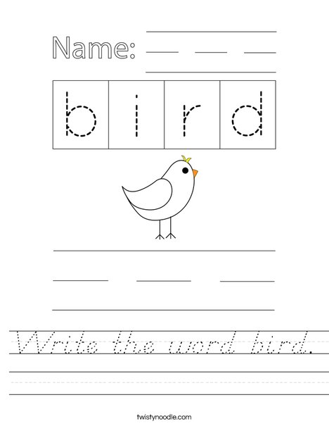 Write the word bird. Worksheet