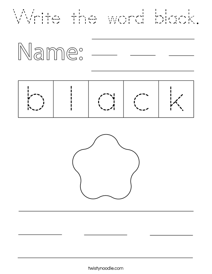 Write the word black. Coloring Page