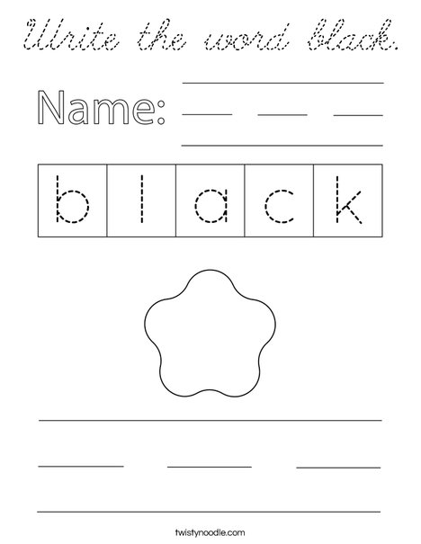 Write the word black. Coloring Page