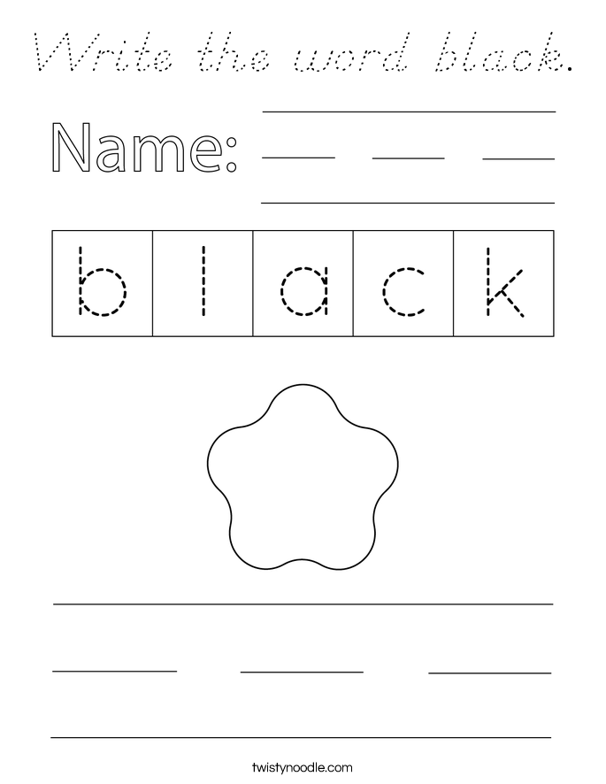 Write the word black. Coloring Page