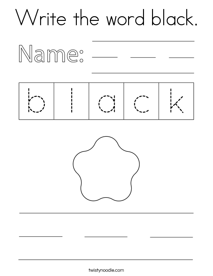 Write the word black. Coloring Page