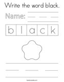 Write the word black Coloring Page