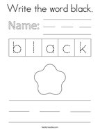 Write the word black Coloring Page