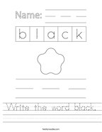 Write the word black Handwriting Sheet