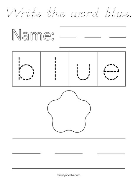 Write the word blue. Coloring Page
