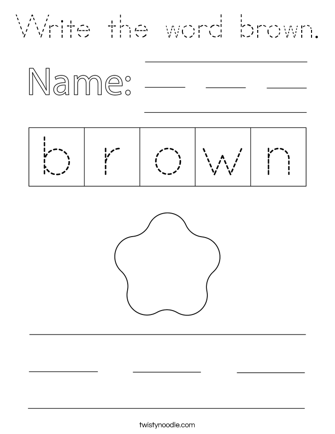Write the word brown. Coloring Page
