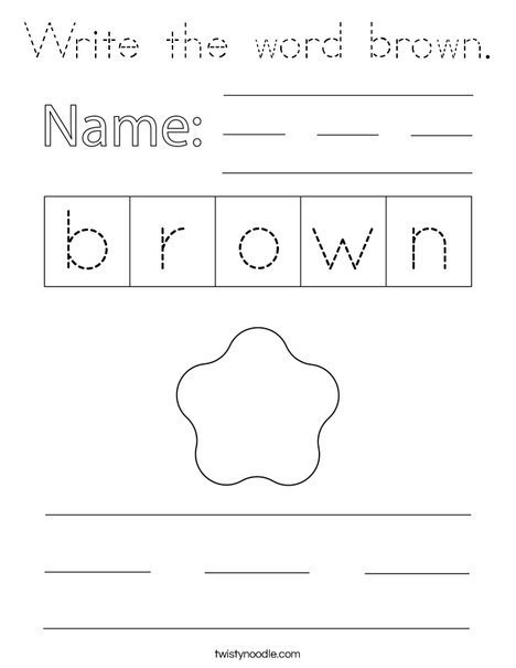 Write the word brown. Coloring Page