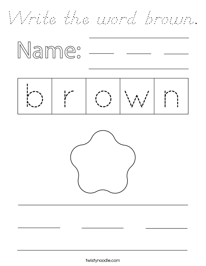 Write the word brown. Coloring Page