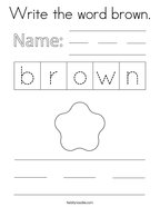 Write the word brown Coloring Page