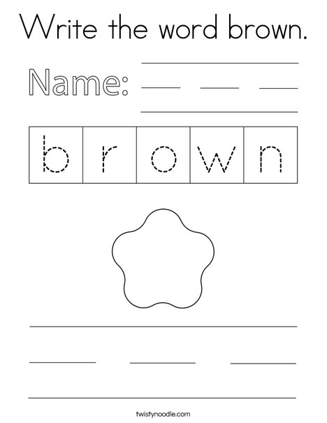 Write the word brown. Coloring Page