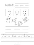 Write the word bug. Worksheet