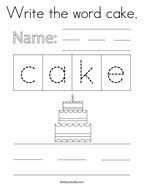 Write the word cake Coloring Page