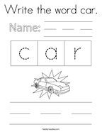 Write the word car Coloring Page
