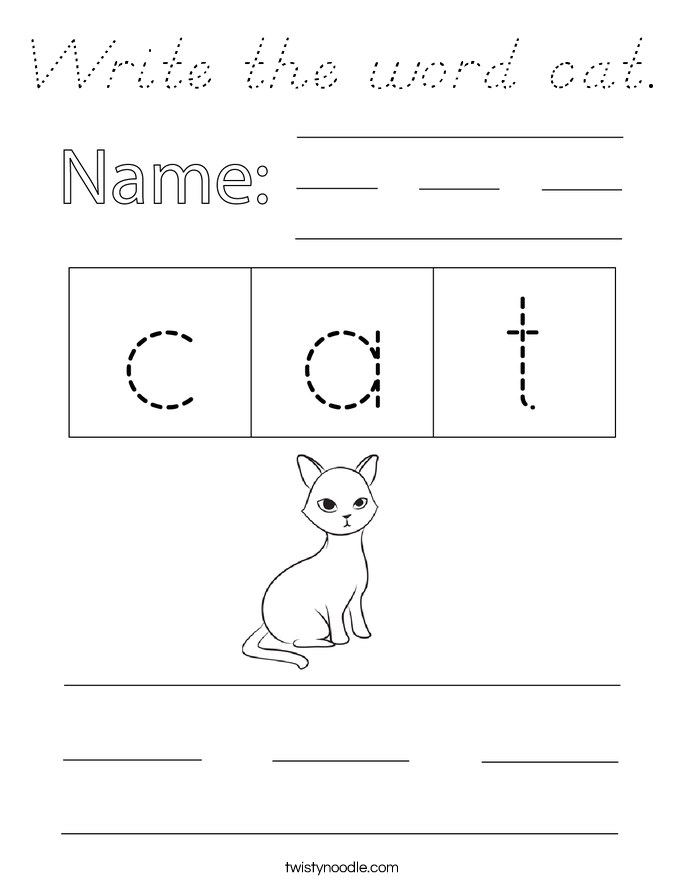 Write the word cat. Coloring Page